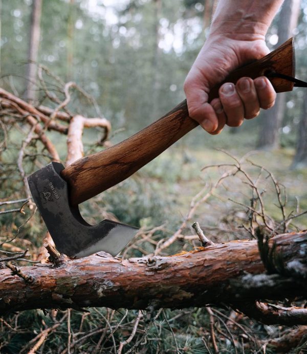 13.5 Inch Hatchet, Camping Axes and Hatchets 1065 Carbon Steel and Beech Handle, Survival Hatchet with Leather Sheath - Image 3