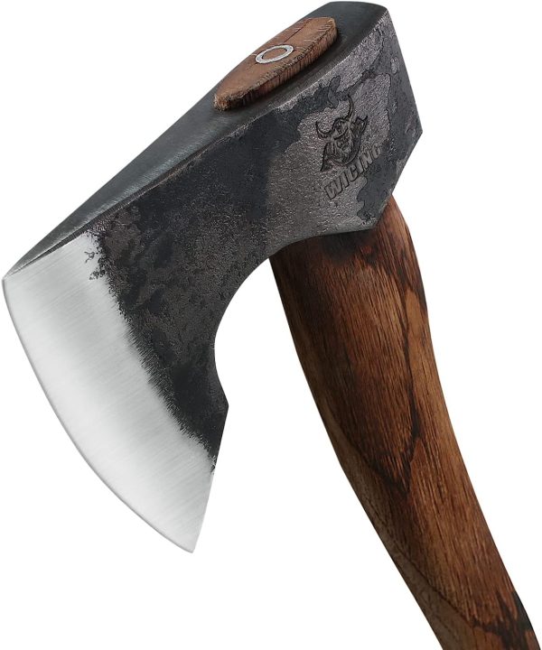 13.5 Inch Hatchet, Camping Axes and Hatchets 1065 Carbon Steel and Beech Handle, Survival Hatchet with Leather Sheath - Image 2