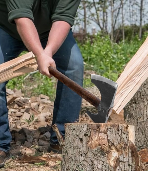 Splitting Axe, 23.6 Inch Double Bit Axe, Beech Handle with Leather Sheath, for Chopping, Splitting Wood or Axe Throwing - Image 3