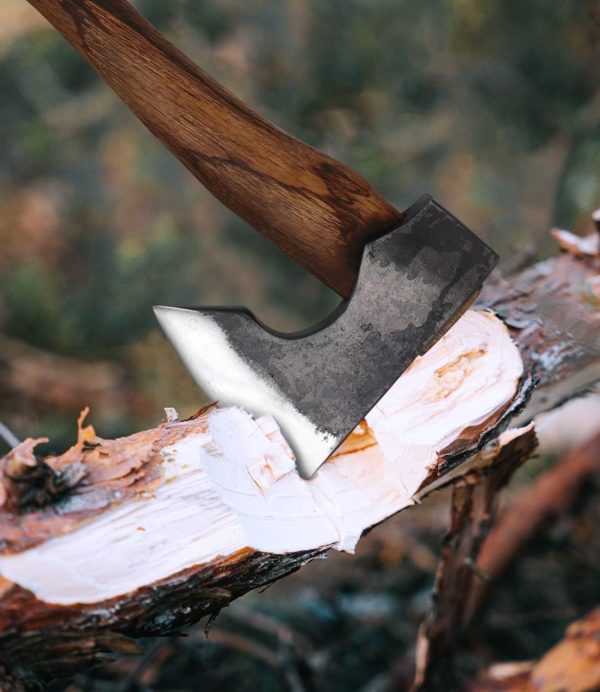 13.5 Inch Hatchet, Camping Axes and Hatchets 1065 Carbon Steel and Beech Handle, Survival Hatchet with Leather Sheath - Image 4