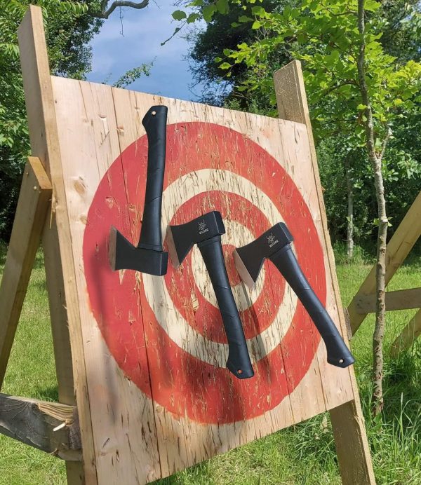 Throwing Axes and Tomahawks, 11.2 - inch Camping Hatchet Carbon Steel & Fiberglass Handle, with Anti-Slip & Shock Reduction for Axe Throwing, Camping, Kindling (3 Pack) - Image 4
