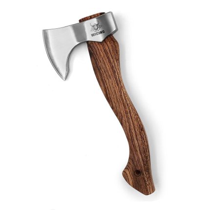 12.2 in Hatchet, Bushcraft Hatchet, 1065 High Manganese Steel and Beech Wood Handle with Leather Sheath Small Camping Hatchet for Carving Bushcraft Outdoor