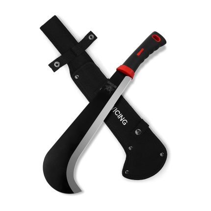 Machete, 15 Inch Gardening Machete for Outdoor and Yard Work, 3Cr13 Stainless Steel and Non-Slip Handle with Nylon Sheath