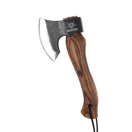 10.6 in Hatchet, 1065 Manganese Steel and Beech Wood Handle with Leather Sheath for Camping, Carving, Bushcraft Outdoor